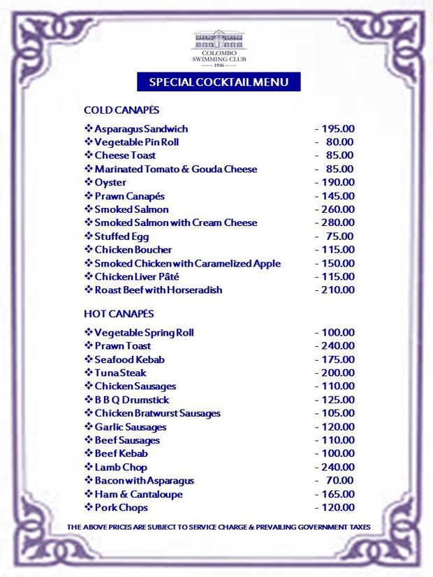 specialcocktail menu